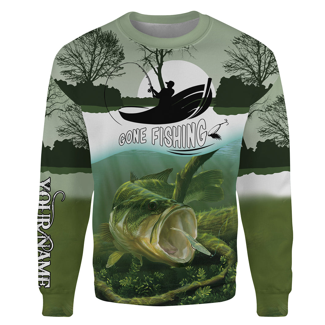 Largemouth Bass Fishing Customize name All-over Print Crew Neck Sweatshirt, personalized fishing gift for men, women NPQ272