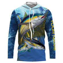 Load image into Gallery viewer, Tuna fishing blue deep sea fishing Custom Name Long sleeve, Long Sleeve Hooded Fishing Shirt - NPQ663
