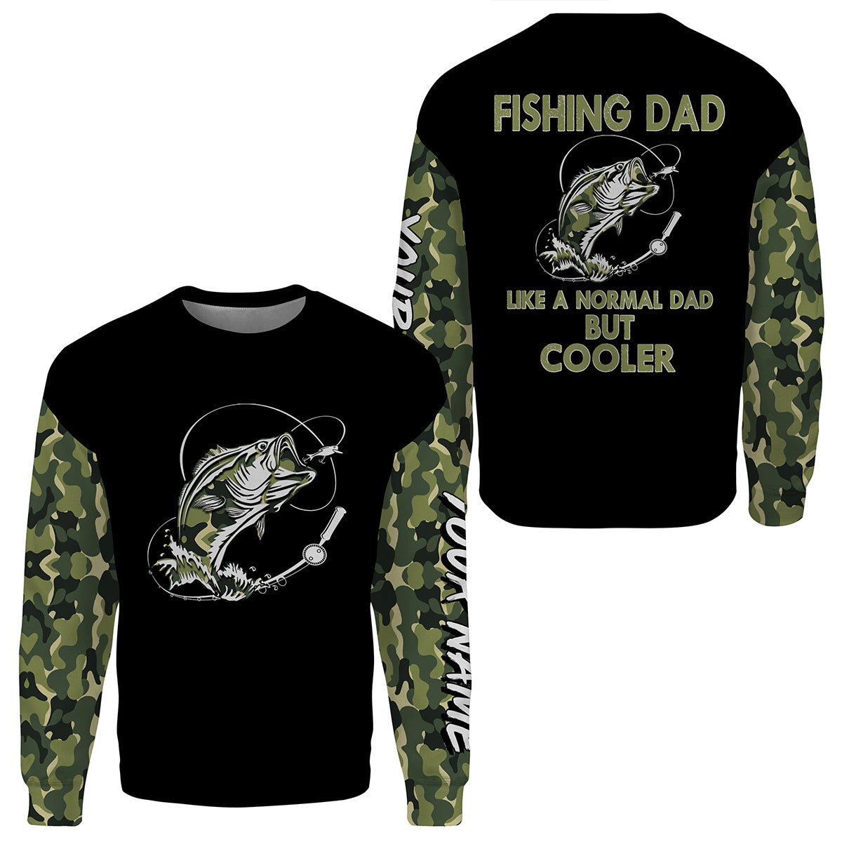 Bass Fishing Dad Like A Normal Dad But Cooler Custom name Sweatshirt, fishing gift for dad NPQ112