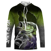 Load image into Gallery viewer, Largemouth Bass Fishing Customize Name UV protection quick dry UPF 30+ long sleeves fishing shirt for men NPQ94
