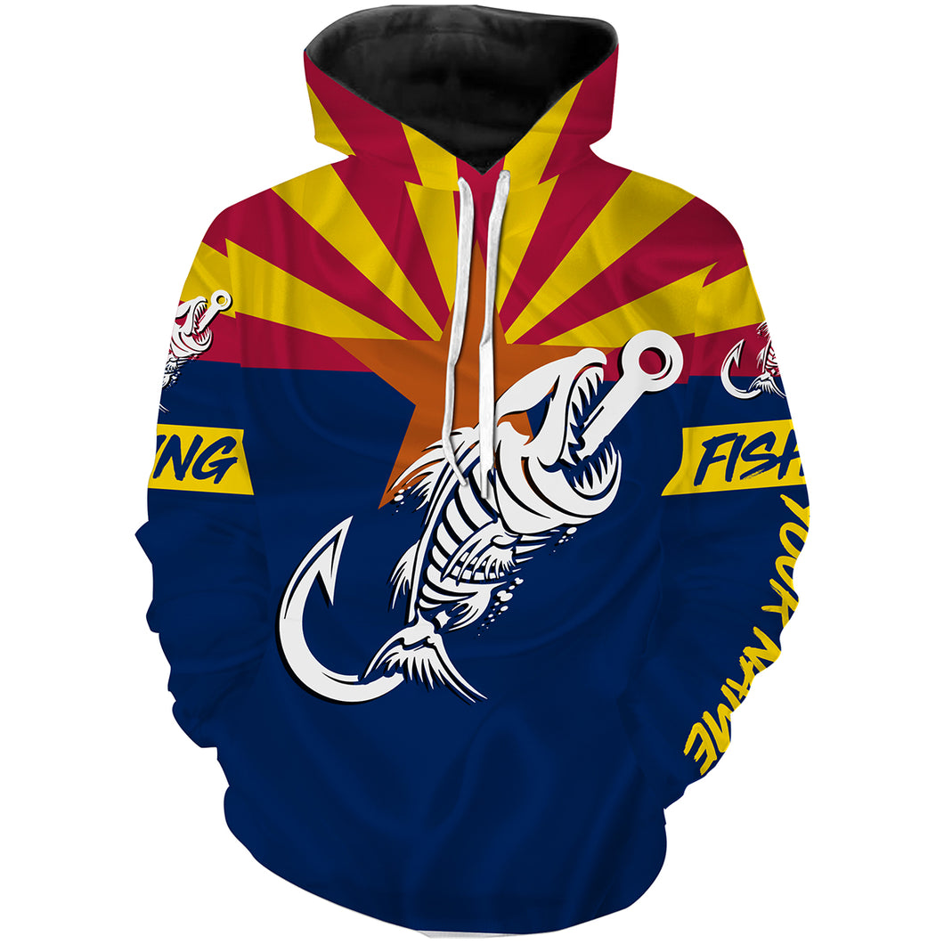 AZ Fishing Custom Arizona Flag Fish hook skull custom fishing tournament shirts | Hoodie - NPQ704