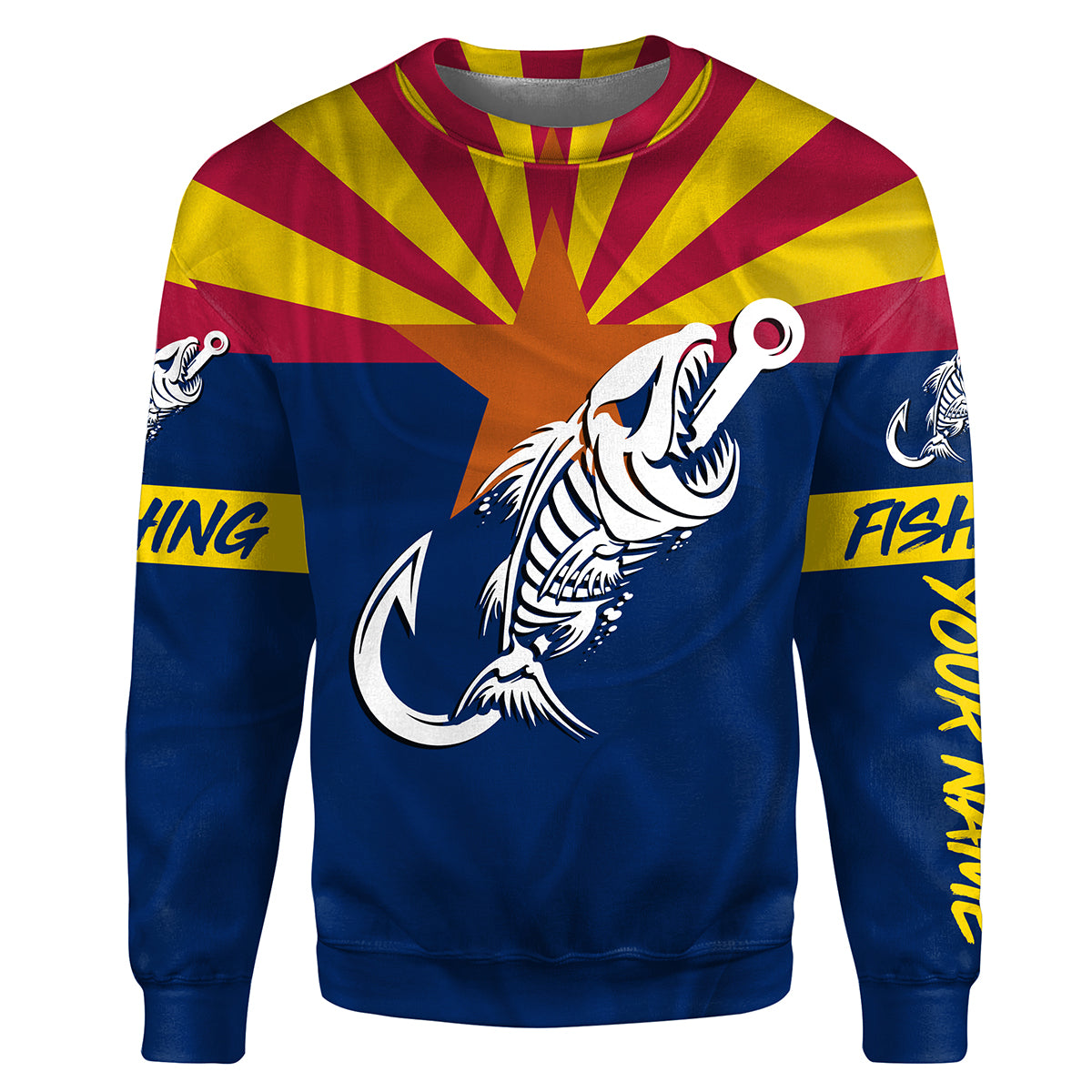 AZ Fishing Custom Arizona Flag Fish hook skull custom fishing tournament shirts | Sweatshirt -NPQ704