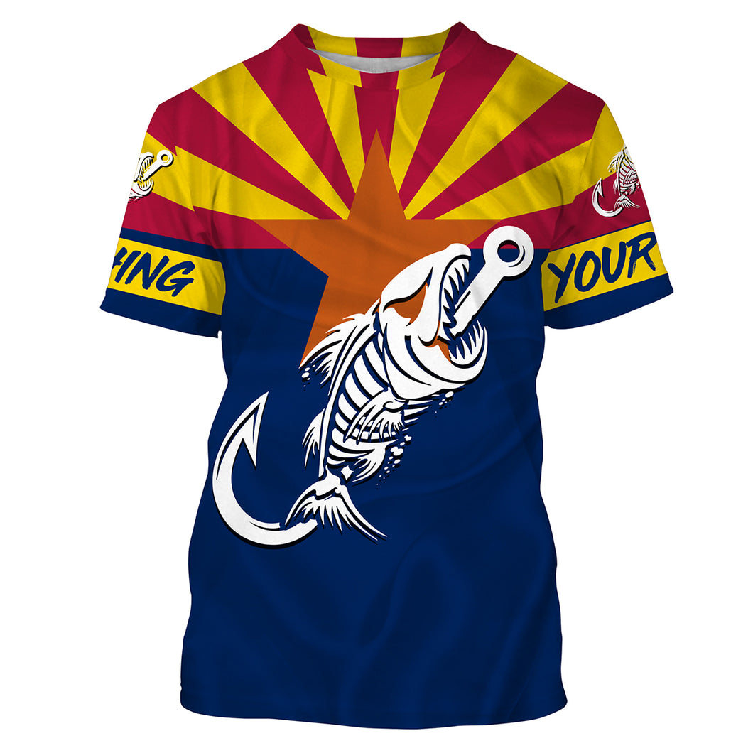 AZ Fishing Custom Arizona Flag Fish hook skull custom fishing tournament shirts | Tshirt - NPQ704