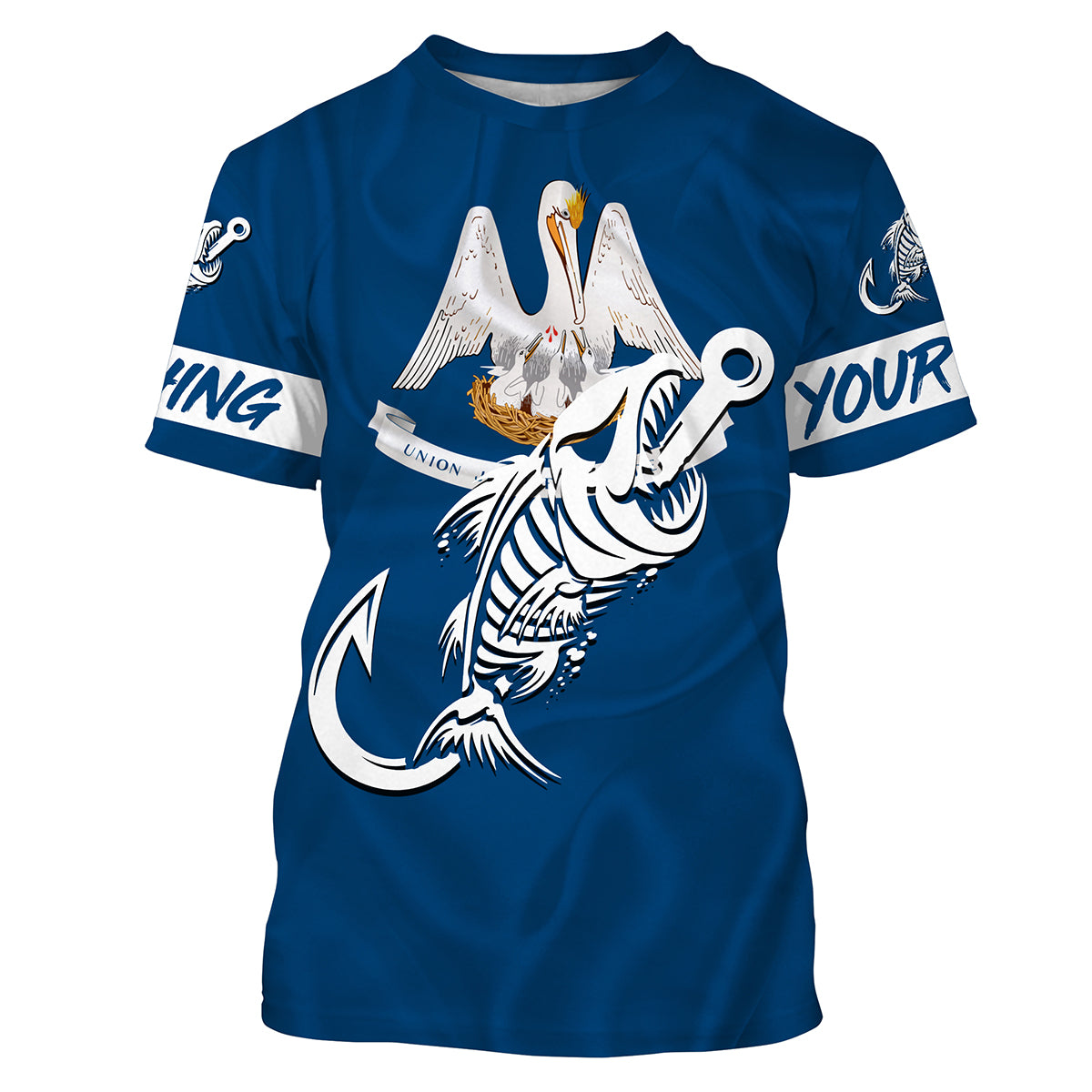 LA Fishing Custom Louisiana Flag Fish hook skull custom fishing tournament shirts | Tshirt - NPQ705