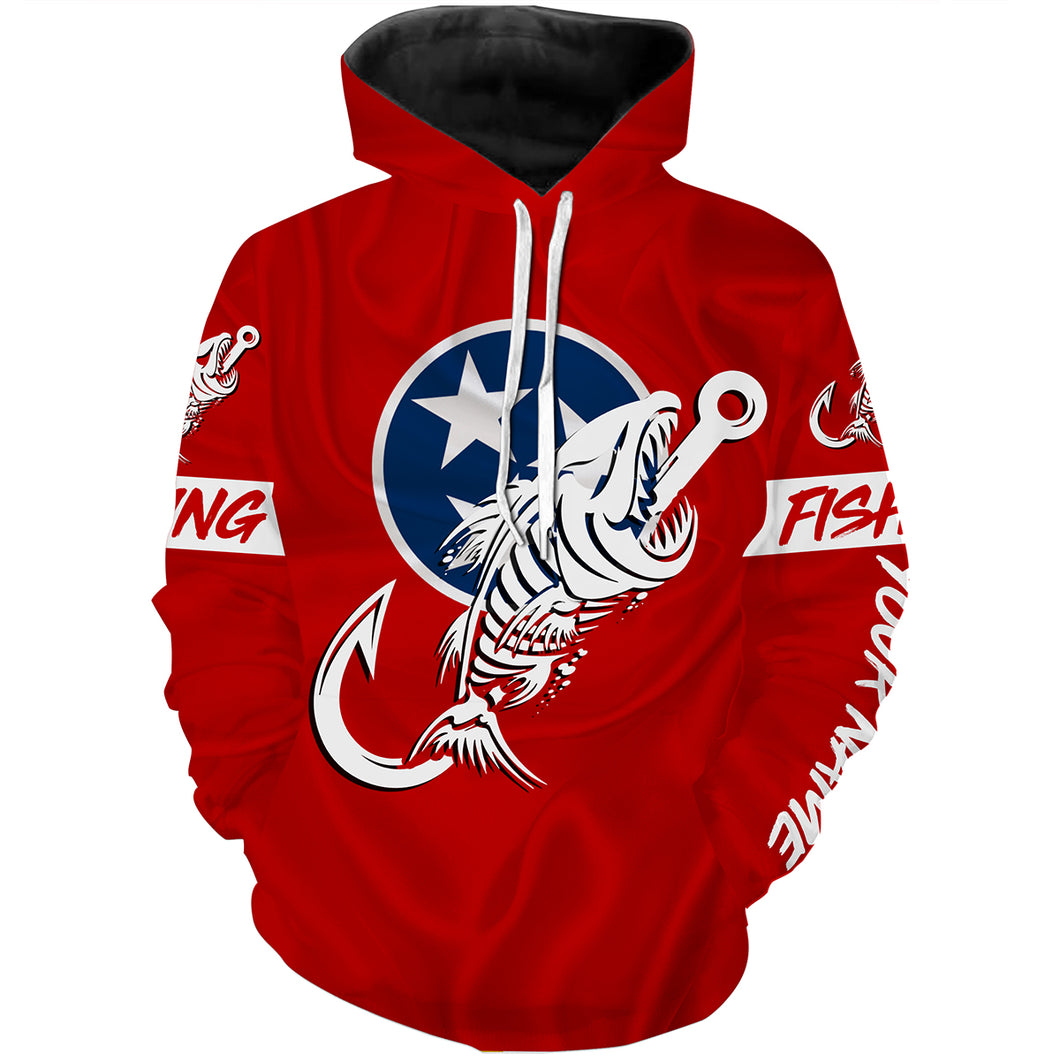 TN Fishing Custom Tennessee Flag Fish hook skull custom fishing tournament shirts | Hoodie - NPQ708