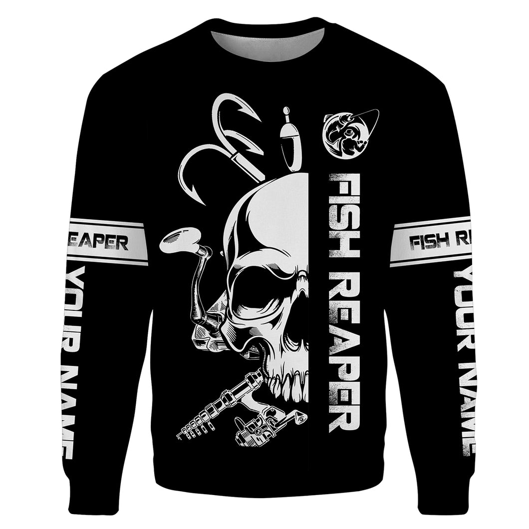 Fish reaper fishing black and white Custom name fishing jerseys | Sweatshirt - NPQ768