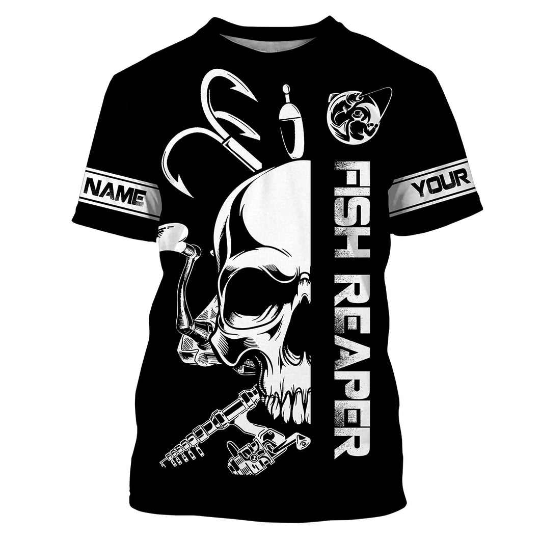 Fish reaper fishing black and white Custom name fishing jerseys | Tshirt - NPQ768