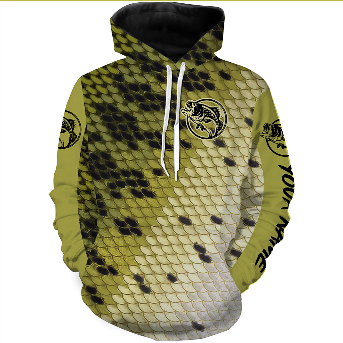 Largemouth Bass fishing green scales Custom fishing tournament Hoodie - NPQ559