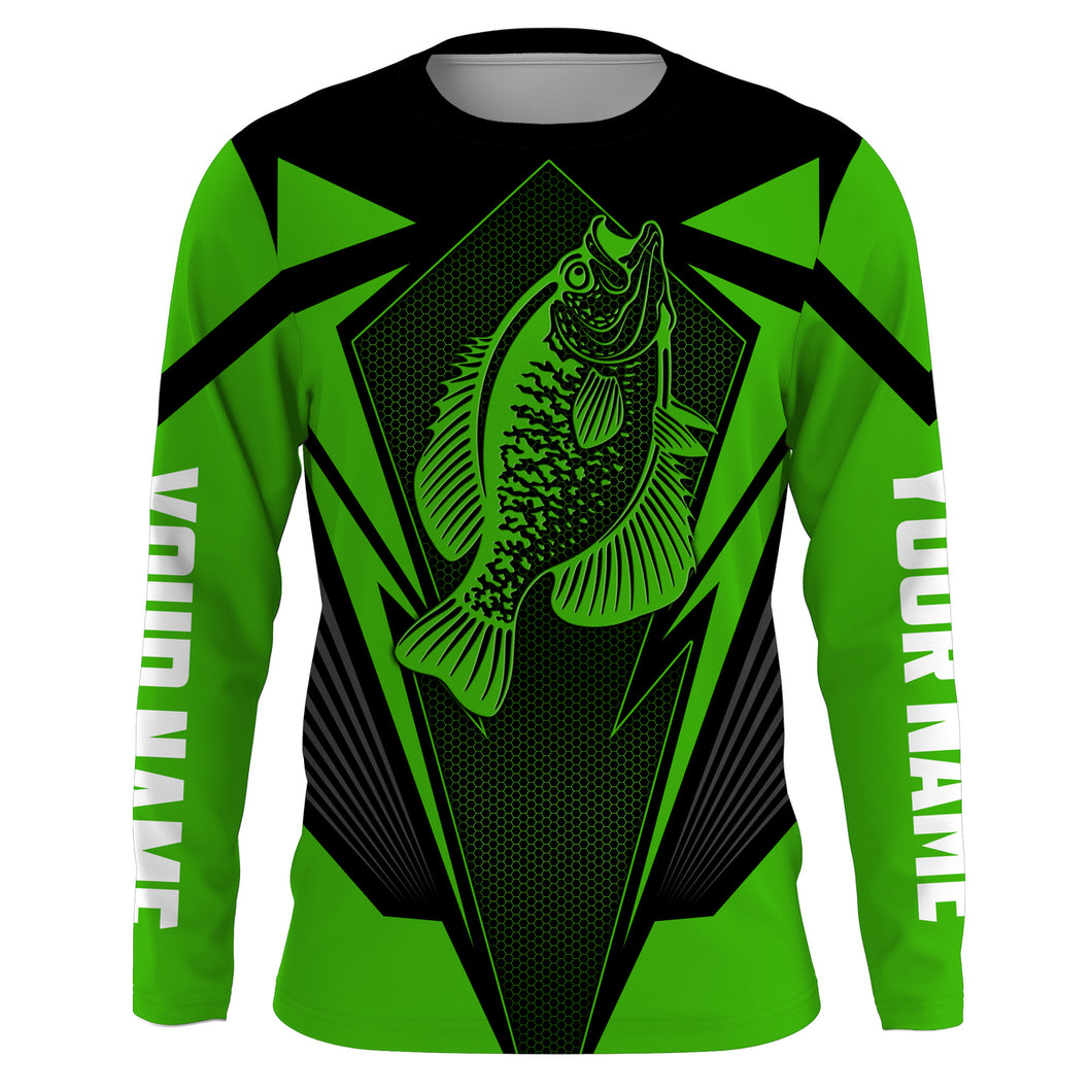 Crappie Fishing tattoo black and green Custom name fishing jerseys | Long sleeve, Long Sleeve Hooded NPQ833