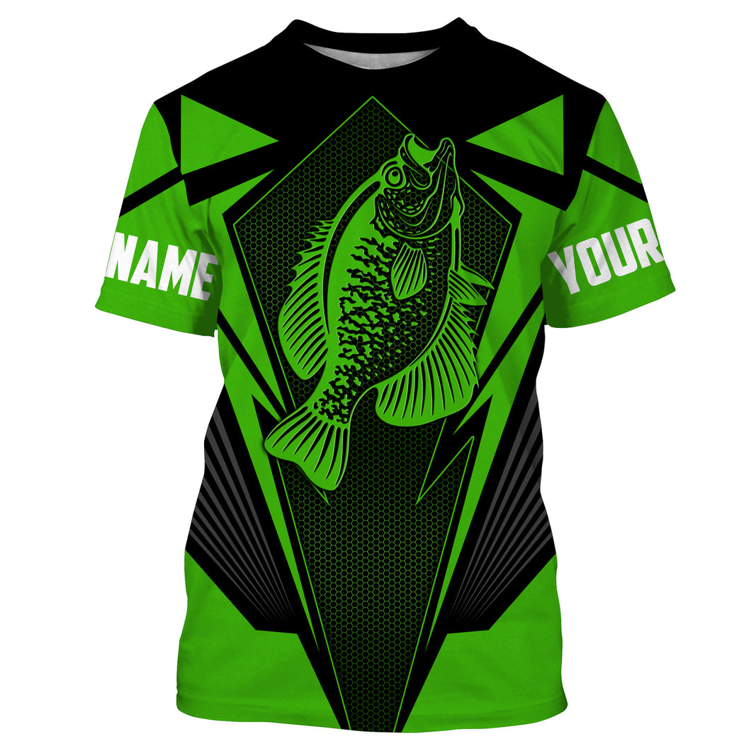 Crappie Fishing tattoo black and green Custom name fishing jerseys | Tshirt - NPQ833
