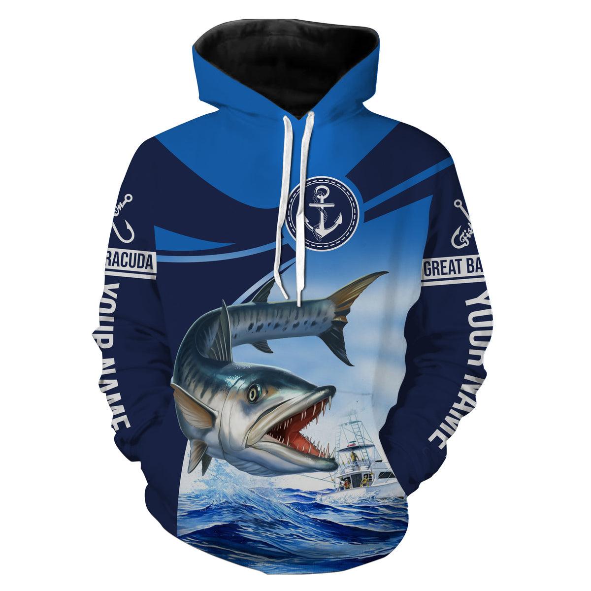 Great barracuda fishing saltwater fish Custom name barracuda fishing shirts jerseys  | Hoodie - NPQ904