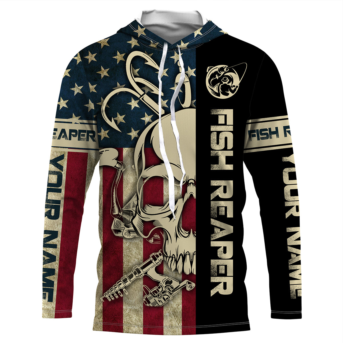 American flag Fish reaper fishing patriotic Custom name fishing jersey –  FishingAmz