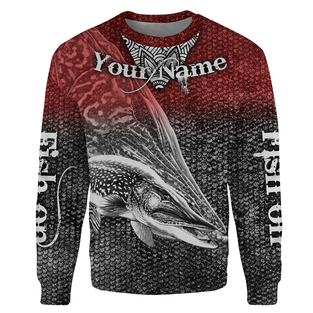 Northern Pike Fishing Fish On Customize name 3D All-over Print Crew Neck Sweatshirt, personalized fishing gift NPQ159