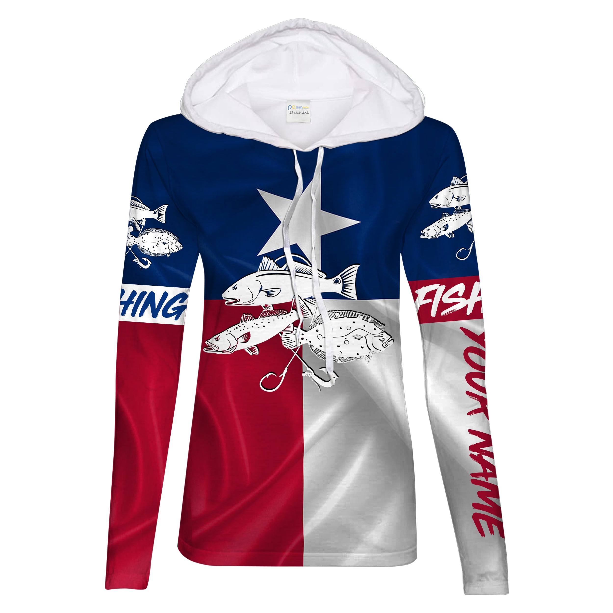 Redfish trout flounder Texas Slam fishing Texas Flag Custom women long sleeves fishing shirt NPQ3