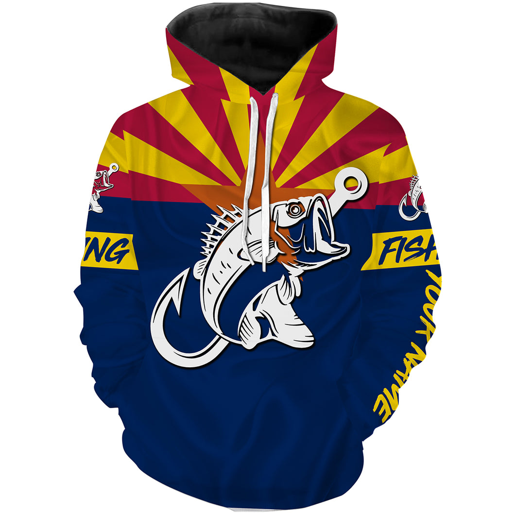 Arizona flag Largemouth Bass fishing Custom name fishing jerseys  | Hoodie - NPQ771