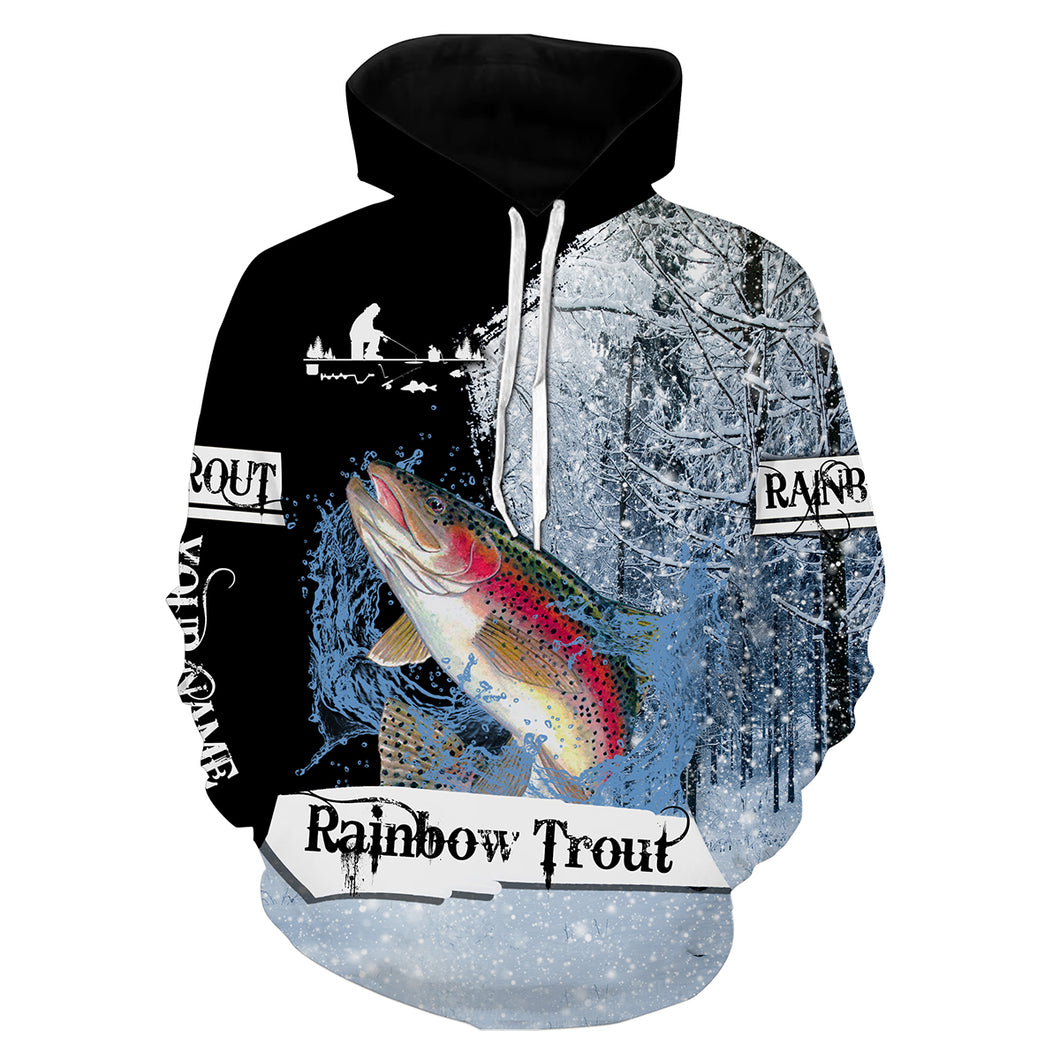 Rainbow Trout Ice Fishing Customize name 3D All Over Printed fishing hoodie, personalized fishing gift for men, women NPQ289