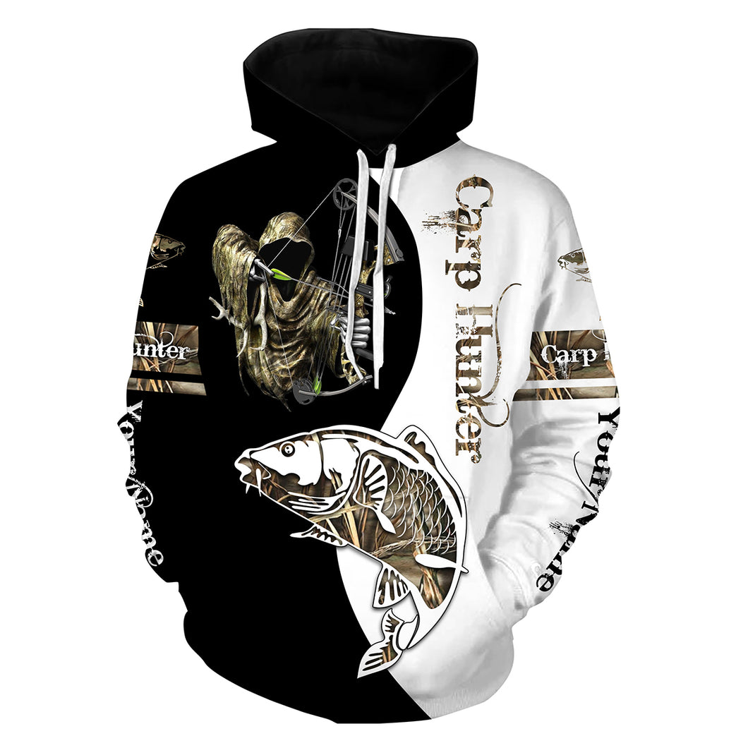 Carp Hunter Bow fishing Camo Customize name 3D All Over Printed fishing hoodie, personalized fishing gift ideas NPQ17