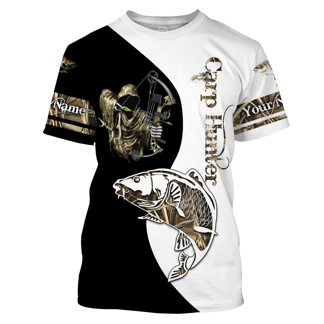 Carp Hunter Bow fishing Camo Customize Name All-over Print Unisex fishing T-shirt NPQ17