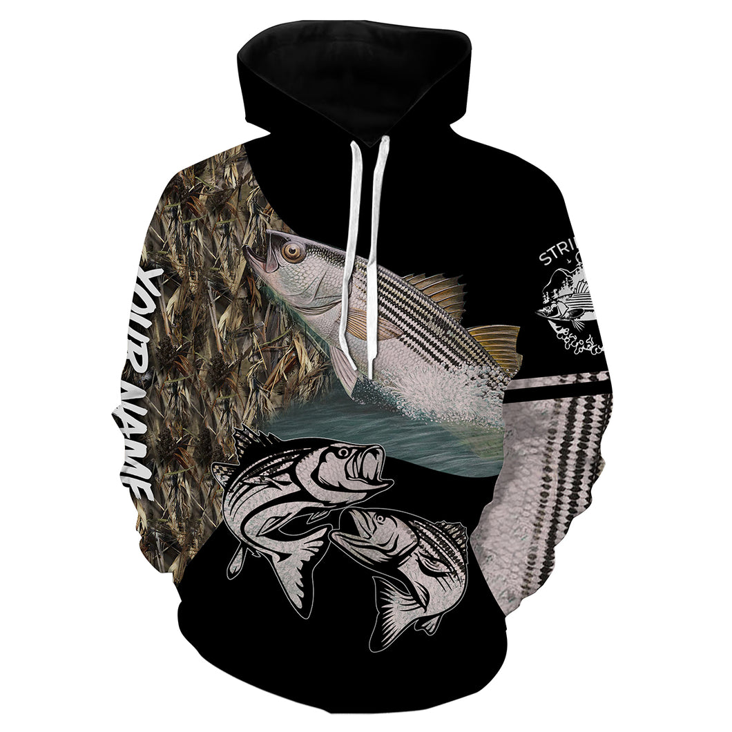 Striped Bass (Striper) Fishing camo Customize name 3D All Over Printed fishing hoodie, personalized fishing shirt for men, women NPQ295