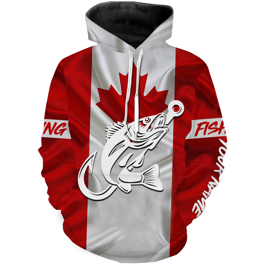 Canada flag Walleye Fishing tattoo Fish hook custom fishing tournament shirts | Hoodie - NPQ712