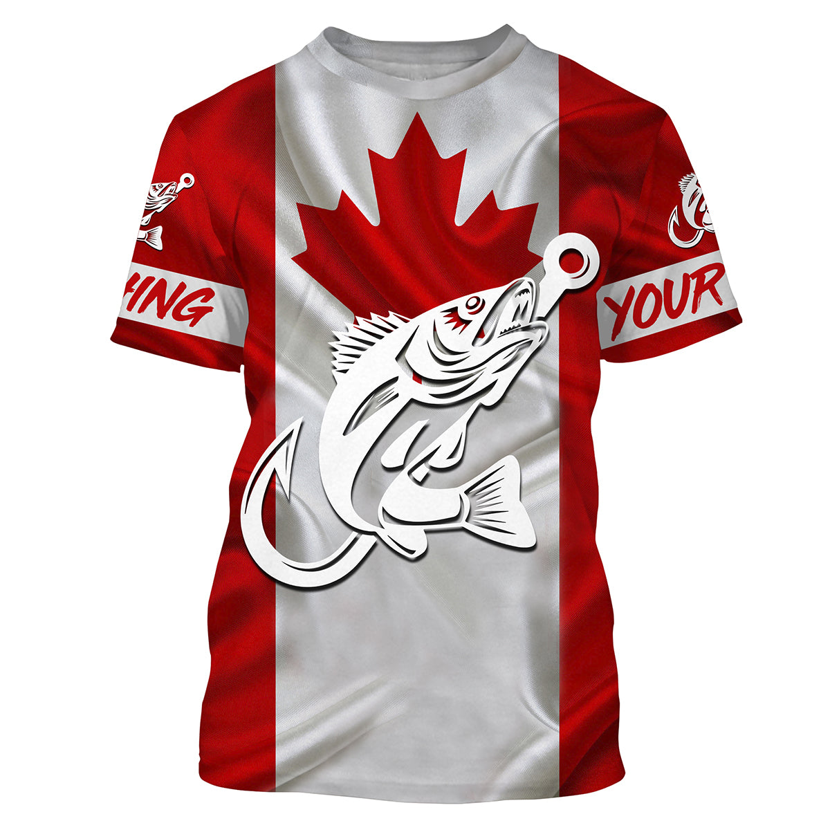 Canada flag Walleye Fishing tattoo Fish hook custom fishing tournament shirts | Tshirt - NPQ712