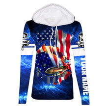Load image into Gallery viewer, Catfish Fishing 3D American Flag Patriotic Customize Name UV protection UPF 30+ long sleeves fishing shirt for women NPQ108
