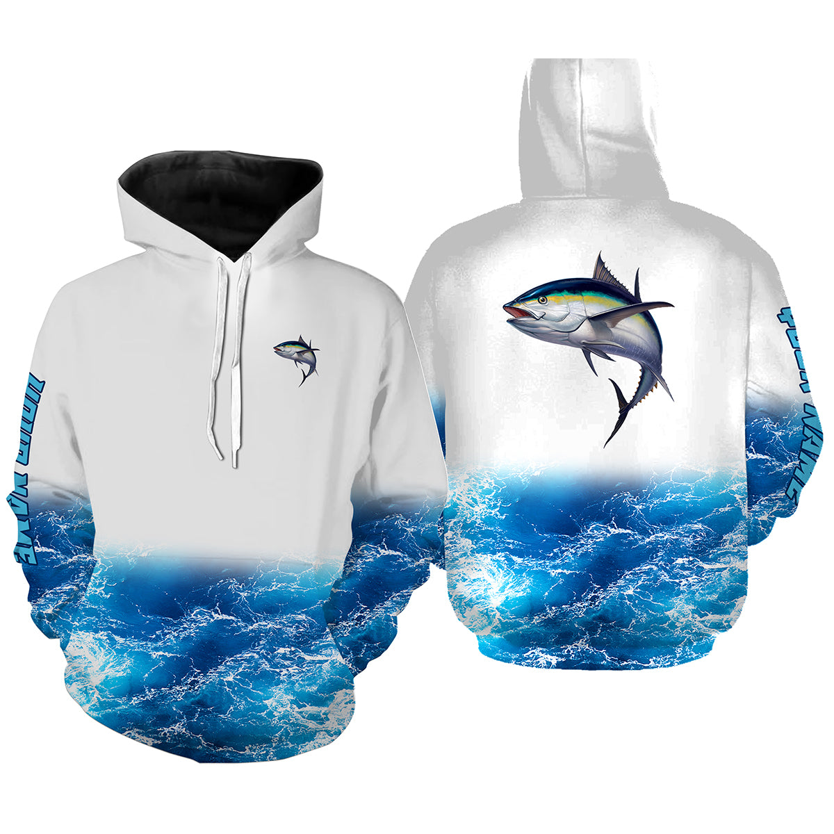 Tuna fishing blue sea wave water camo Custom name fishing shirts jerseys  | Hoodie - NPQ863