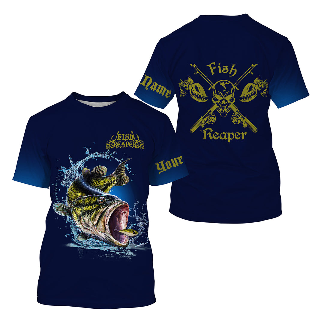 Fish reaper Largemouth bass fishing shirts Customize Name All-over Print Unisex fishing T-shirt NPQ422