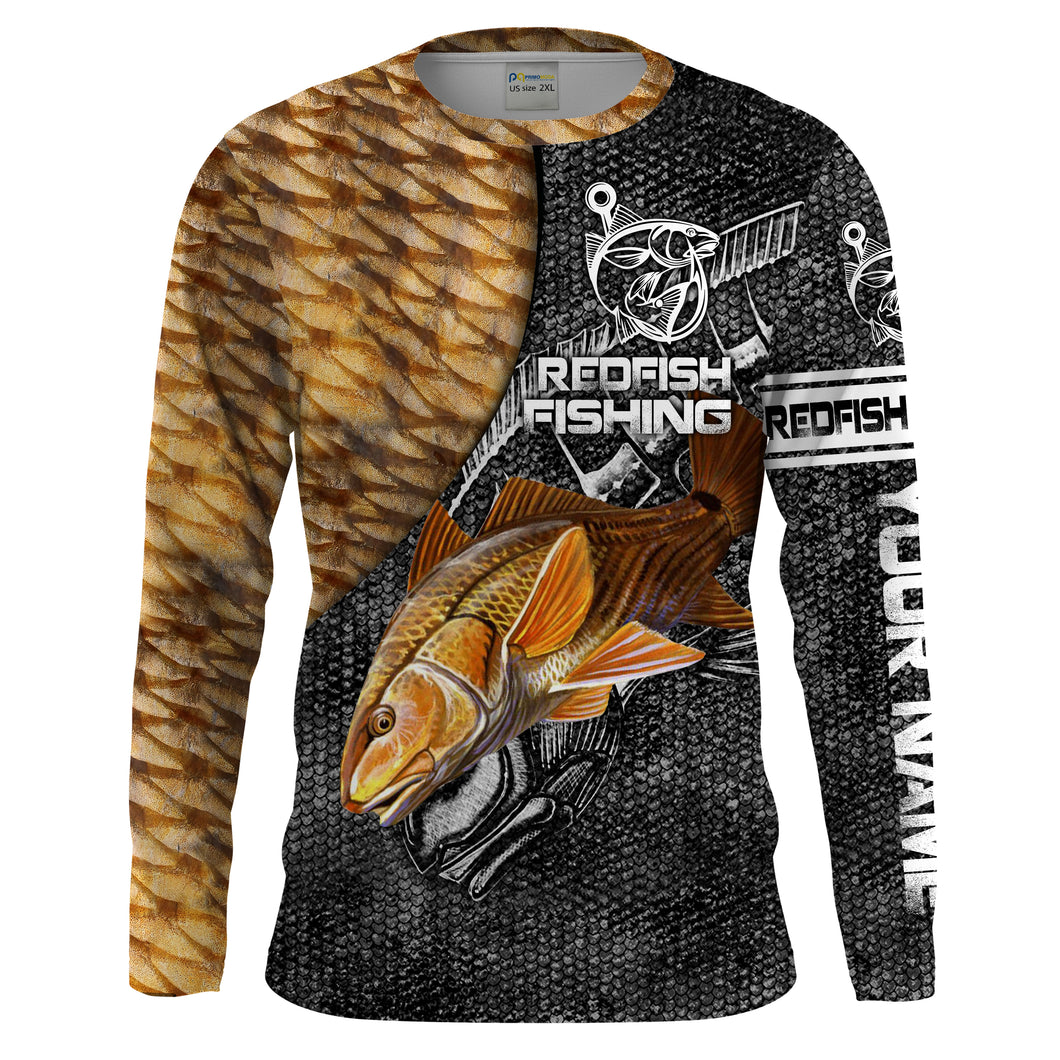 Redfish puppy drum tackle fishing Customize Name UV protection quick dry UPF 30+ long sleeves fishing shirt for men NPQ60