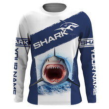 Load image into Gallery viewer, Deep-sea fishing for Shark Fishing blue Custom name fishing jerseys | Long sleeve, Long Sleeve Hooded NPQ716
