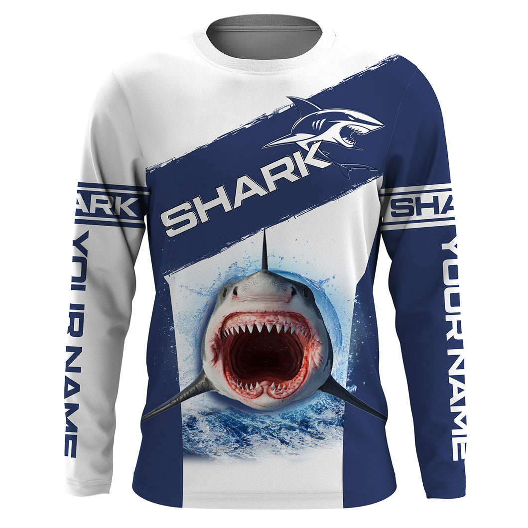Deep-sea fishing for Shark Fishing blue Custom name fishing jerseys | Long sleeve, Long Sleeve Hooded NPQ716