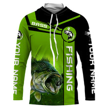 Load image into Gallery viewer, Largemouth Bass fishing apparel green freshwater fish Custom Name Long sleeve, Long Sleeve Hooded NPQ683
