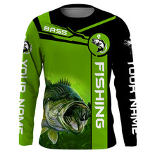 Load image into Gallery viewer, Largemouth Bass fishing apparel green freshwater fish Custom Name Long sleeve, Long Sleeve Hooded NPQ683

