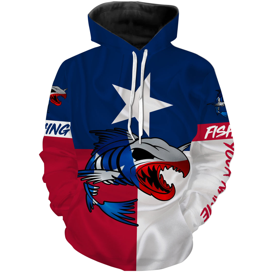 Fish skeleton reaper Texas flag Custom name fishing shirts jerseys | Hoodie - NPQ949