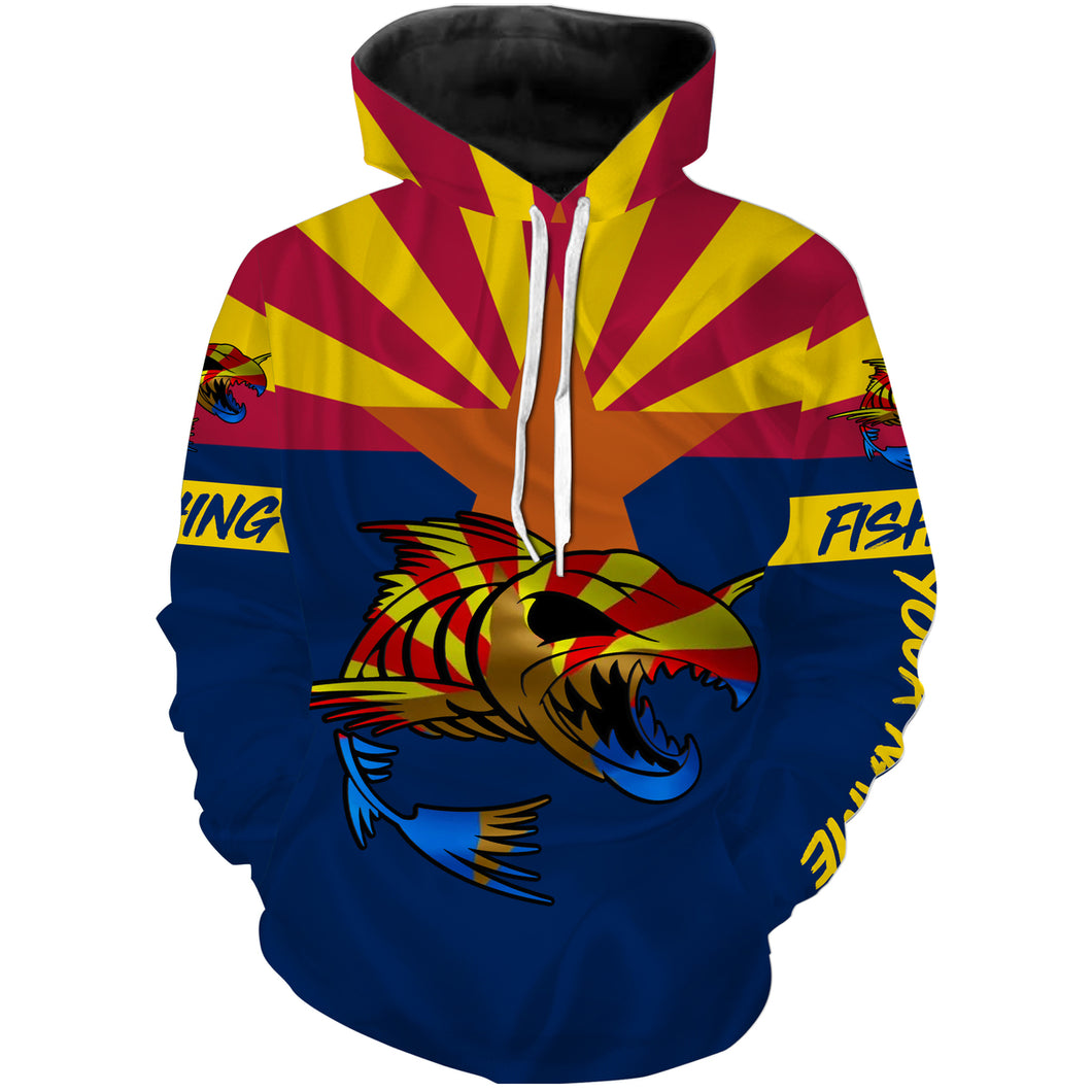 Fish skeleton reaper Arizona flag Custom name fishing shirts jerseys | Hoodie - NPQ950