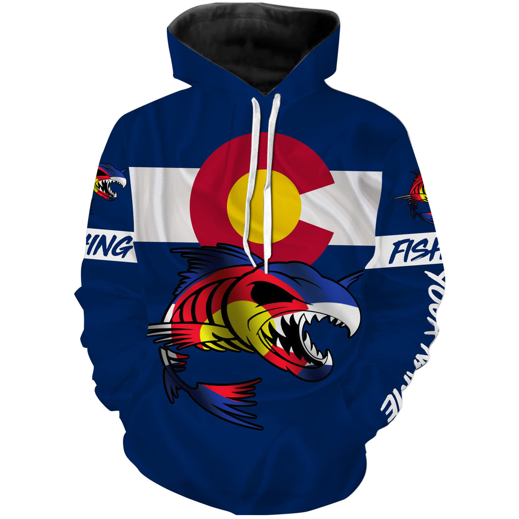Fish skeleton reaper Colorado flag Custom name fishing shirts jerseys | Hoodie - NPQ951