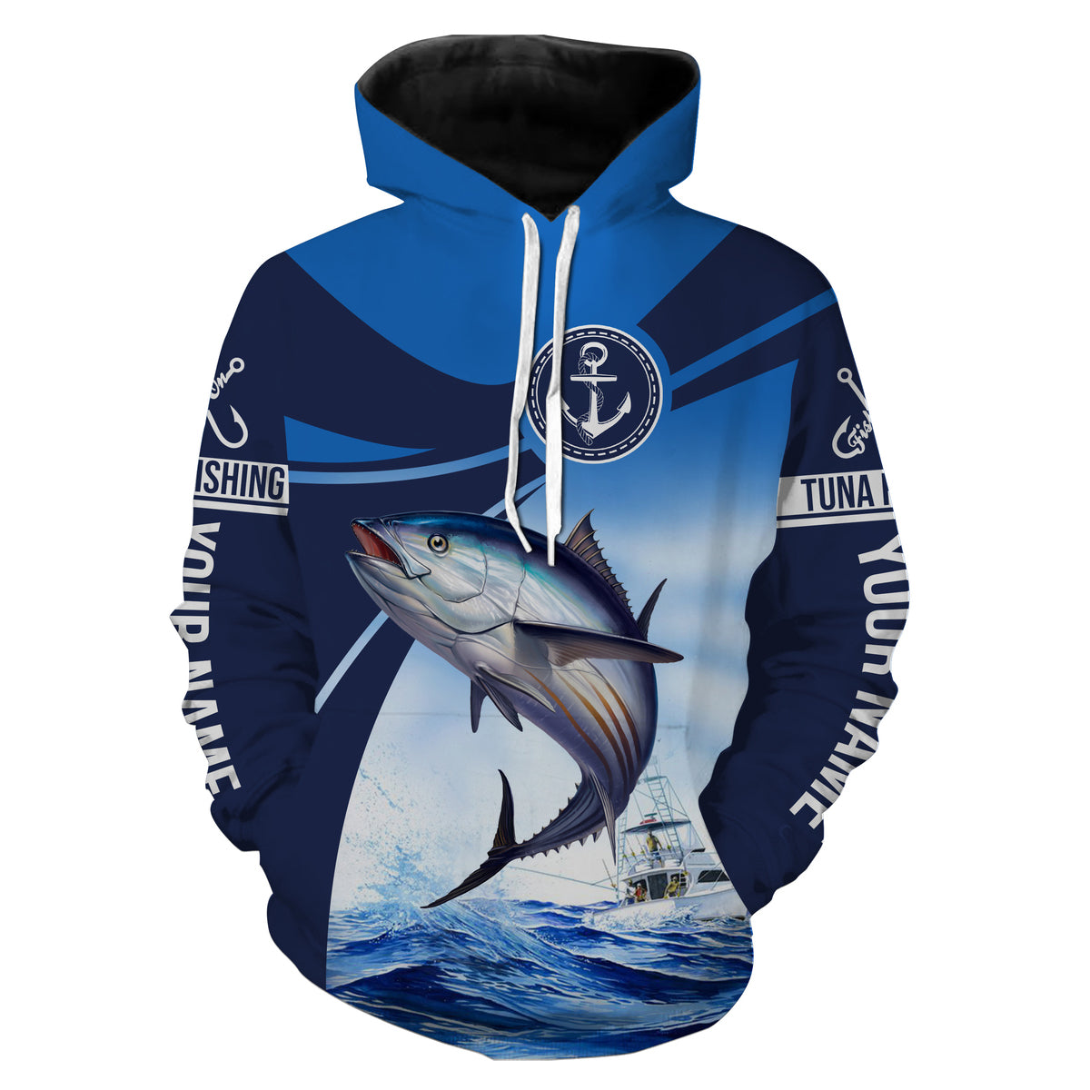 Tuna fishing blue sea underwater ocean Custom name fishing shirts jerseys  | Hoodie - NPQ869