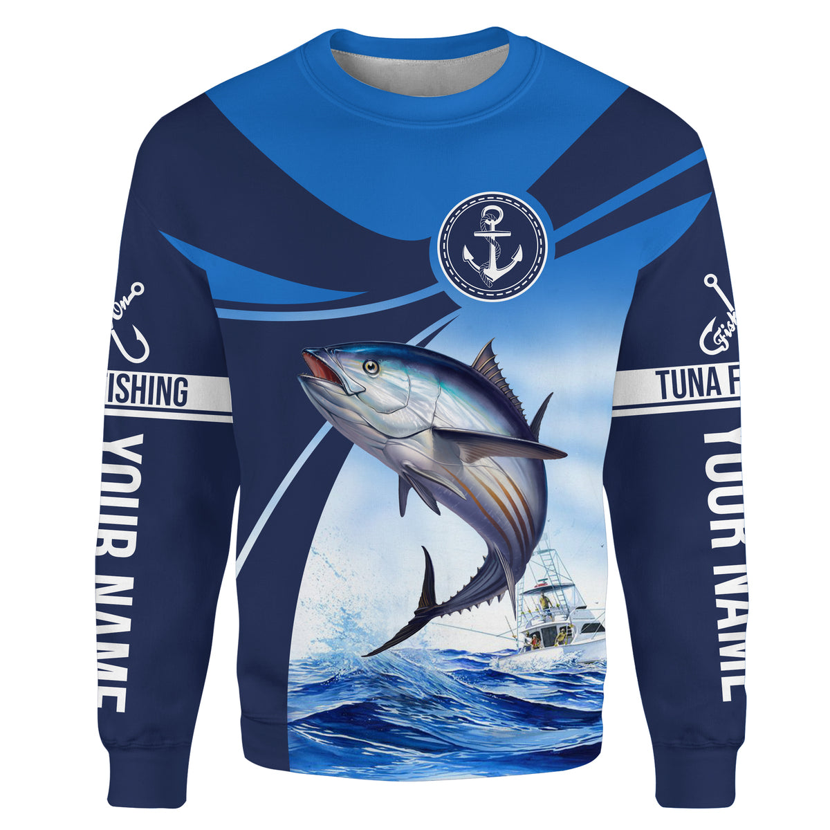 Tuna fishing blue sea underwater ocean Custom name fishing shirts jerseys | Sweatshirt - NPQ869