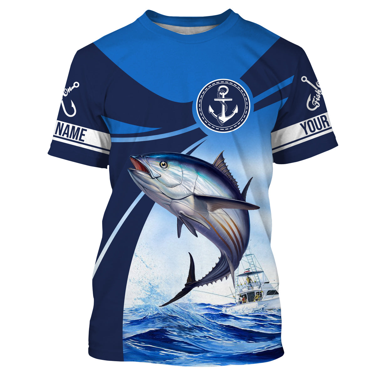 Tuna fishing blue sea underwater ocean Custom name fishing shirts jerseys | Tshirt - NPQ869