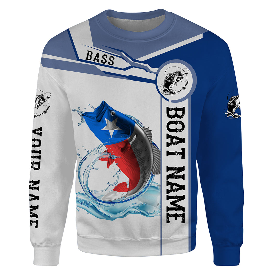 Texas Bass Fishing Customize name and boat name tournament All-over Print Crew Neck Sweatshirt, personalized fishing gift NPQ318