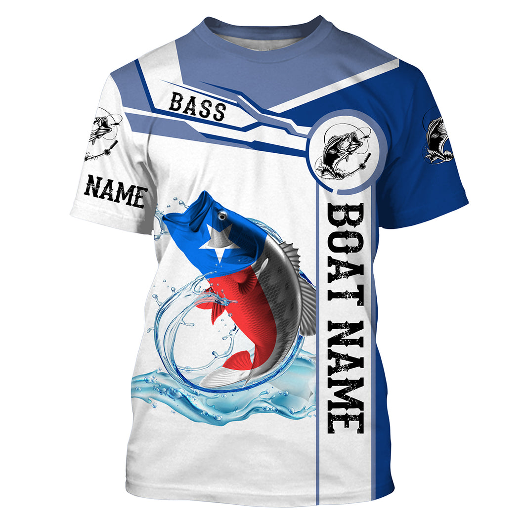 Texas Bass Fishing Texas flag Customize Name and boat name tournament All-over Print Unisex fishing T-shirt NPQ318