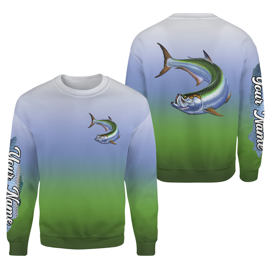 Tarpon fishing saltwater fish scales Custom Name Fishing shirts | Sweatshirt - NPQ639