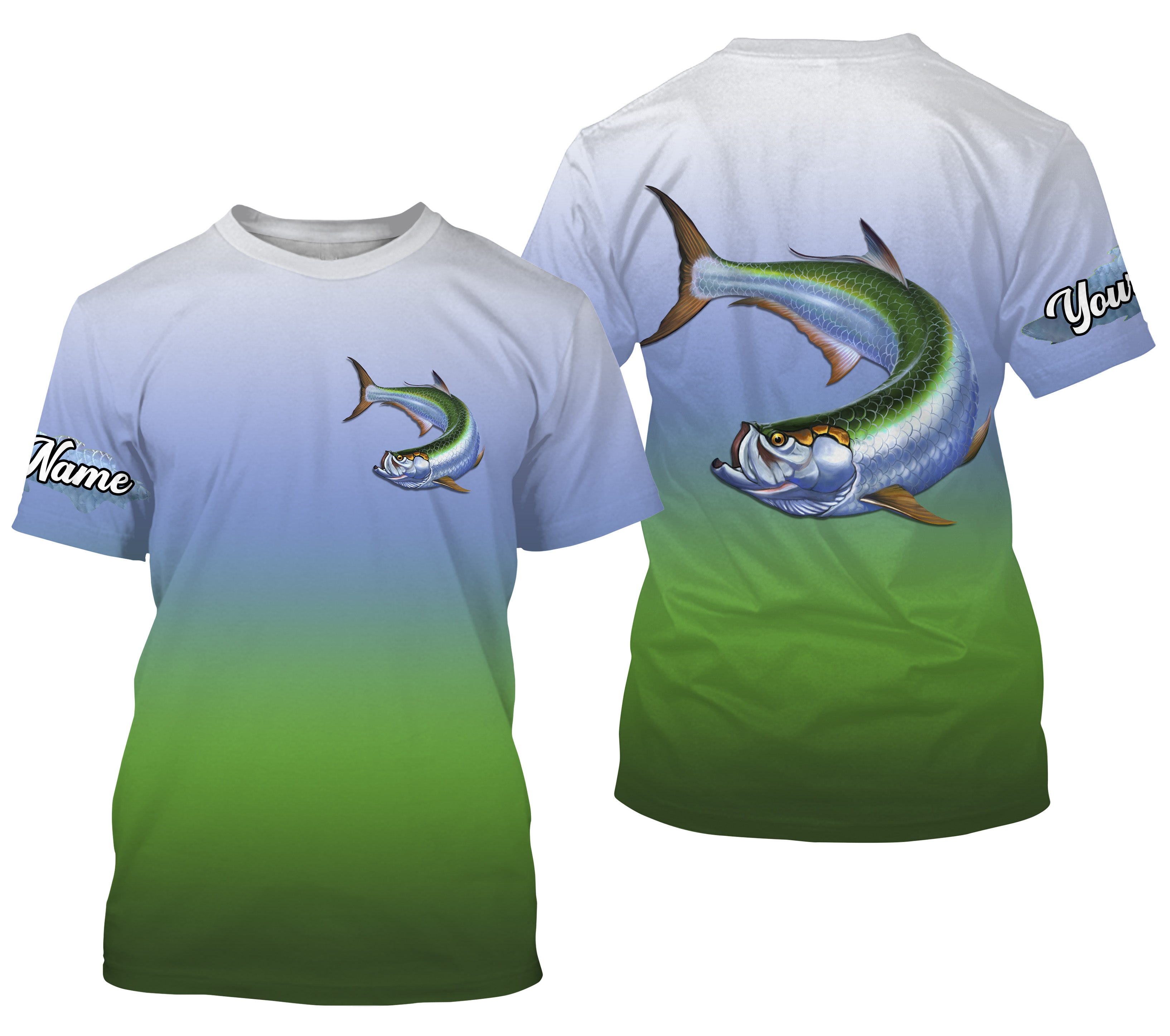 Tarpon fishing saltwater fish scales Custom Name Fishing shirts | Tshirt - NPQ639