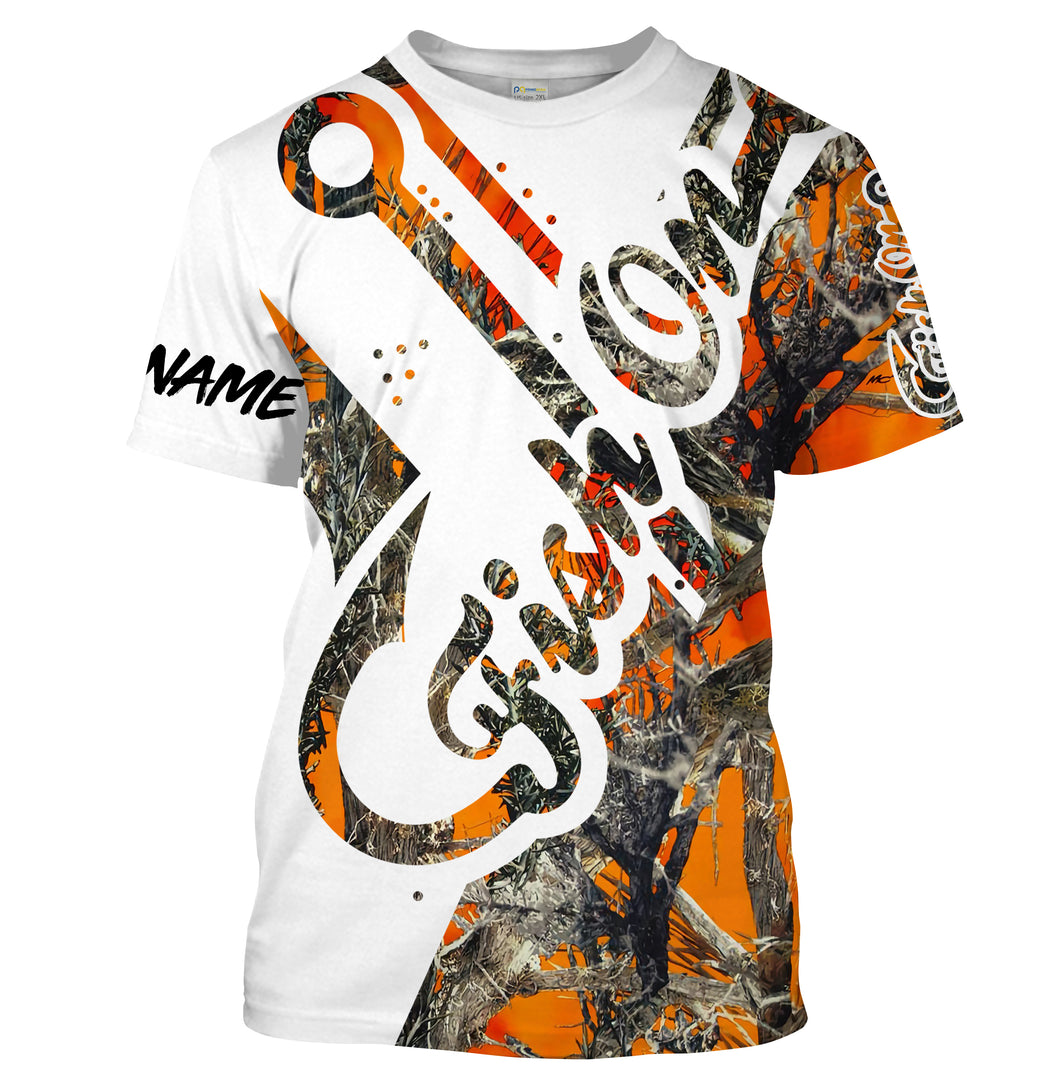 Fish On orange muddy Camo Customize Name All-over Print Unisex fishing T-shirt NPQ130