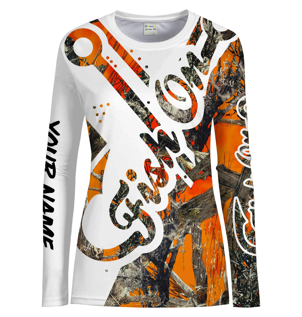 Fish On orange muddy Camo Customize Name UV protection UPF 30+ quick dry long sleeves fishing shirt for women NPQ130