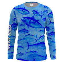 Load image into Gallery viewer, Tuna fishing Saltwater Fish ocean blue camo UV protection UPF 30+ long sleeves fishing shirt for men NPQ74
