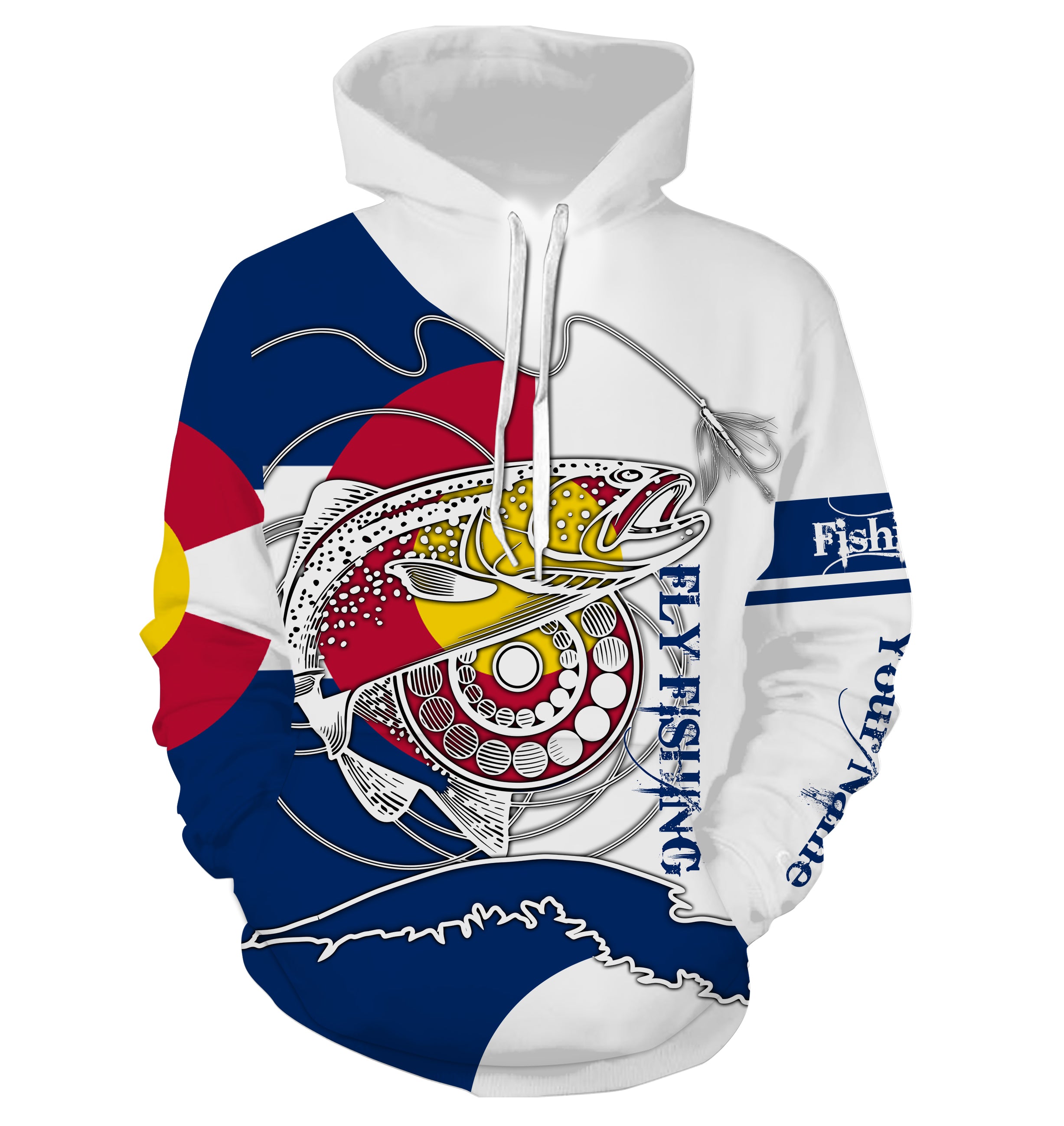 Trouts fly fishing Colorado flag Custom name fishing jerseys  | Hoodie - NPQ809