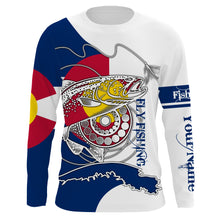 Load image into Gallery viewer, Trouts fly fishing Colorado flag Custom name fishing jerseys | Long sleeve, Long Sleeve Hooded NPQ809
