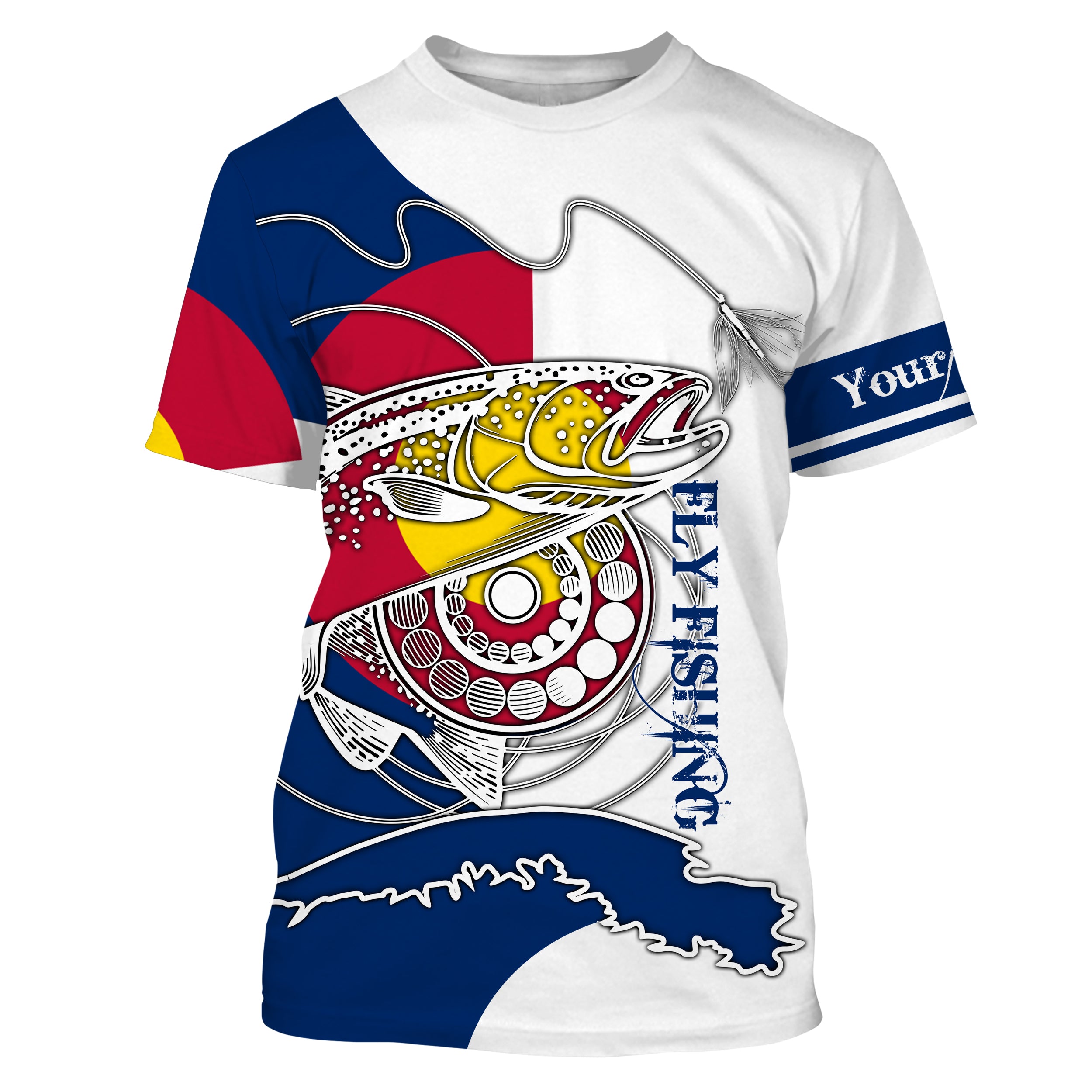 Trouts fly fishing Colorado flag Custom name fishing jerseys | Tshirt - NPQ809