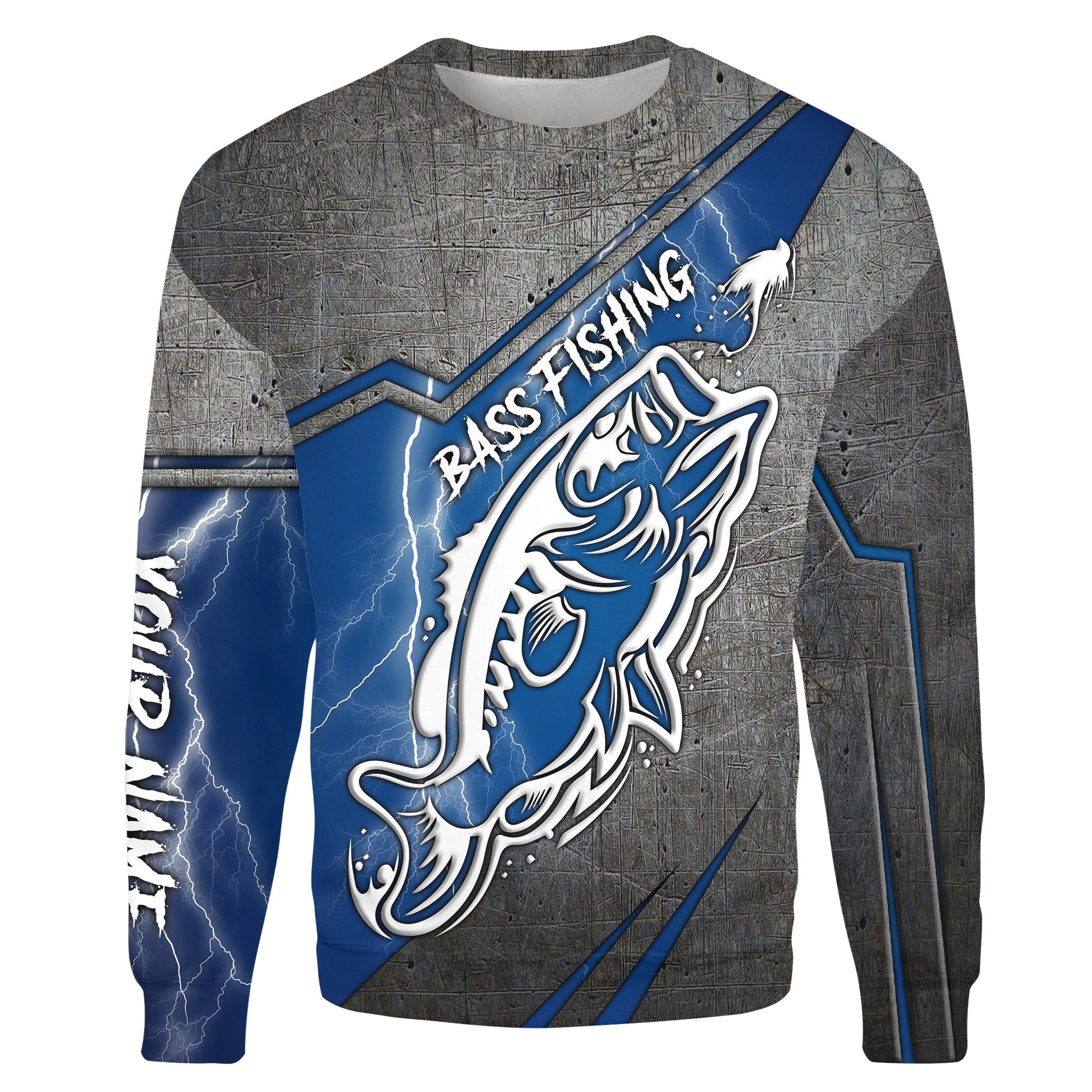 Largemouth bass fishing tattoo blue lightning fishing jerseys Custom Sweatshirt NPQ507